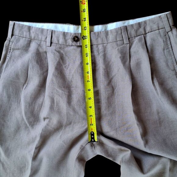 JOS. A. BANK Travelers Collection 100% Linen Pants Khaki Tan Cuffed 40 x 30 - Picture 7 of 15